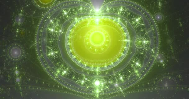 fractales changeantes de couleur bouclables dynamiques abstraites en forme de motif lumineux complexe moderne d'anneaux, de cercles, d'arcs et d'ondes connectés dans des couleurs éclatantes 