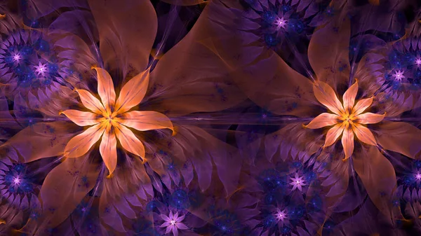 Fondo Fractal Abstracto Con Grandes Flores Espaciales Únicas Casi Psicodélicas —  Fotos de Stock