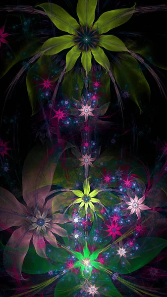 Abstract Fractal Background Large Unique Almost Psychedelic Space Flowers Intricate — Stock Photo, Image