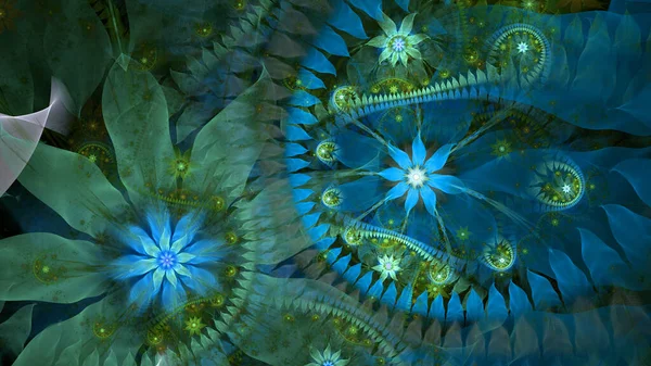 Αφηρημένο Fractal Φόντο Μεγάλα Μοναδικά Σχεδόν Ψυχεδελικά Διαστημικά Λουλούδια Περίπλοκο — Φωτογραφία Αρχείου