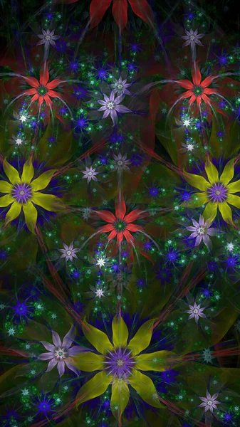 Abstract Fractal Background Large Unique Almost Psychedelic Space Flowers Intricate — Stock Photo, Image