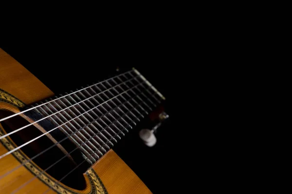 Класична Іспанська Гітара Чорному Фоні — стокове фото
