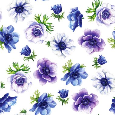 Romantik mavi desen, leylak, beyaz şakayıklar.