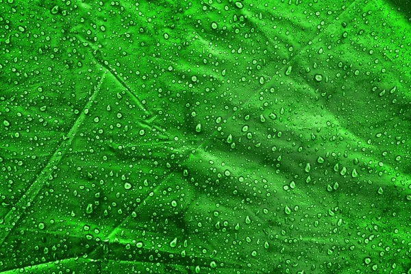Wassertropfen Auf Stoff Wassertropfen Auf Grünem Hintergrund Kondensat Wassertropfen Hintergrund — Stockfoto