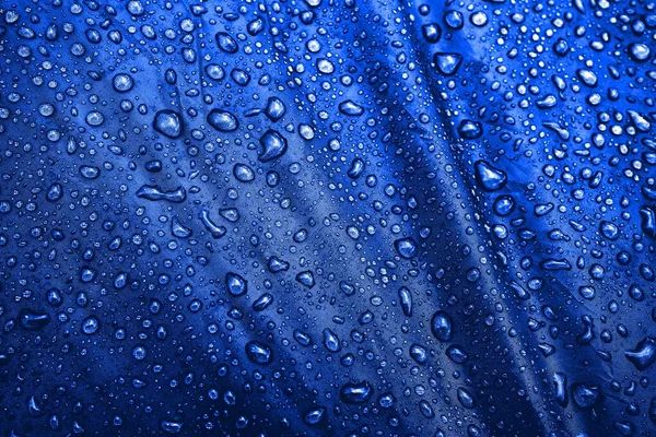 Water Drops Fabric Water Drops Blue Background Condensate Water Drops — Stock Photo, Image