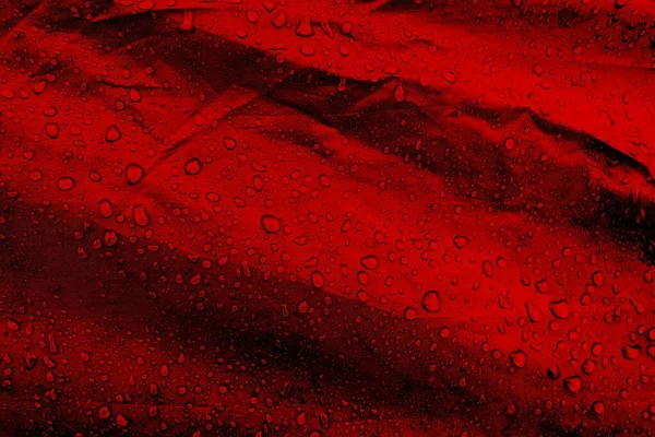 Wassertropfen Auf Stoff Wassertropfen Auf Rotem Hintergrund Kondensat Wassertropfen Hintergrund — Stockfoto