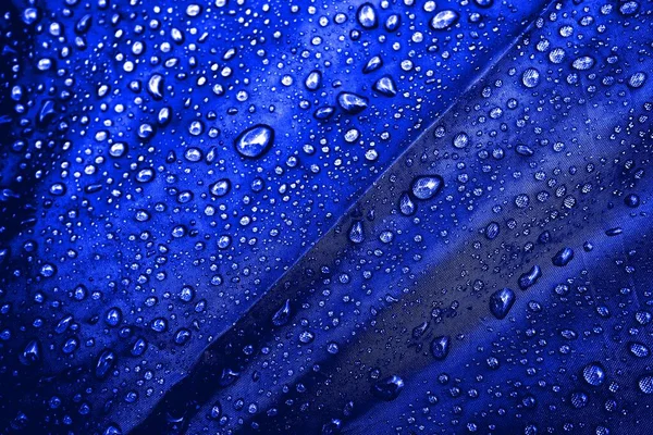 Vattendroppar Tyg Vatten Droppar Blå Bakgrund Kondensat Vatten Droppar Bakgrund — Stockfoto