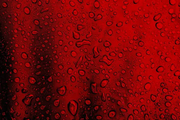 Капли Воды Ткани Капли Воды Красном Фоне Конденсат Капли Воды — стоковое фото