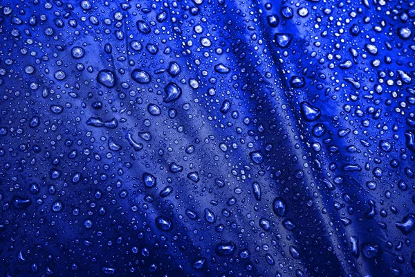 Water Drops Fabric Water Drops Blue Background Condensate Water Drops — Stock Photo, Image