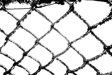 Karla kaplı kafes çiti. Kış zamanı. Şiddetli kar yağışıweather condition.