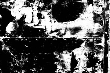 Dökülen boya paslı metal dokusu, siyah ve beyaz soyut arkaplan