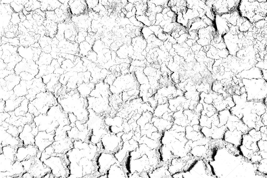 Contraction and desiccation cracks in dry earth. Because of the lack of water in the soil. Global warming concept. Climate warming dry chapped land.