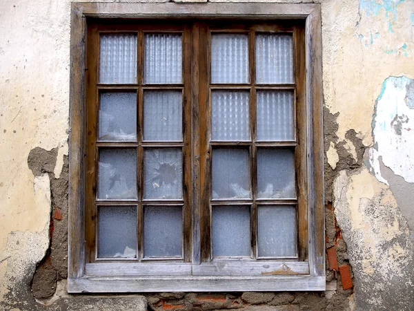 Wooden window and broken glass Royalty Free Stock Images
