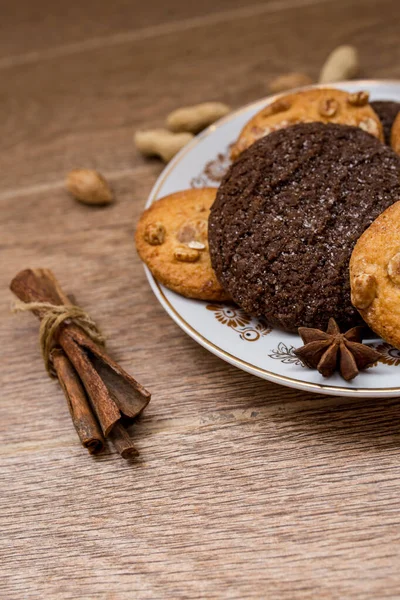 Wohnung Für Ein Französisches Café Haferflocken Kekse Liegen Auf Dem — Stockfoto