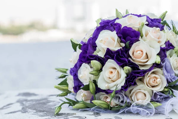 Brudens Bukett Firande Bukett Närbild Naturliga Blommor — Stockfoto