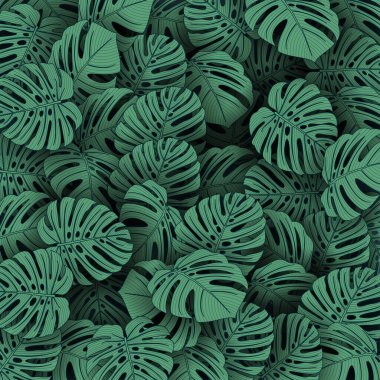 Tropikal yaz yaprakları orman bitkileriyle dolu