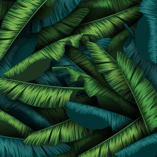 Fondo Hojas Verano Tropical Con Plantas Selva — Vector de stock