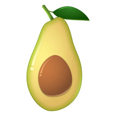 Beyaz arkaplanda izole edilmiş şirin avokado meyve vektörü.