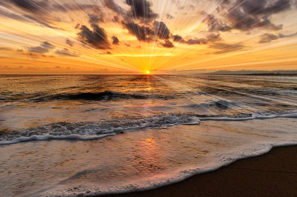 Ocean Sunset paprsky — Stock fotografie