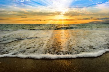 Ruh okyanus ışık vaftiz günbatımı
