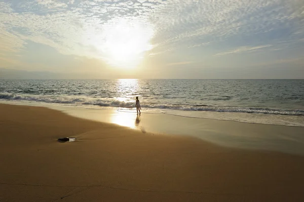 Spiritual Soul Girl Ocean Sunset Beach — Stock Photo, Image