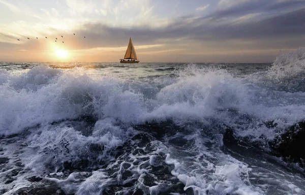 Ocean Sunset Velero —  Fotos de Stock