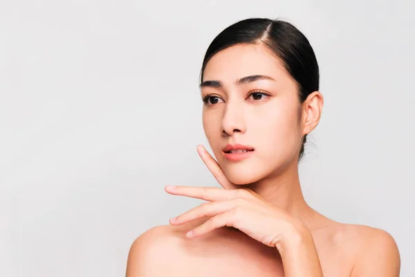 Fiatal Szép Ázsiai Tiszta Világos Bőr Kozmetikai Szépség Koncepció Kezét — Stock Fotó