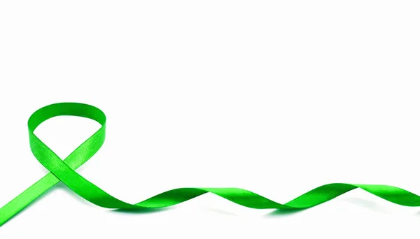Vit Banner Med Organtransplantation Och Organdonation Medvetenhet Realistisk Grön Band — Stockfoto