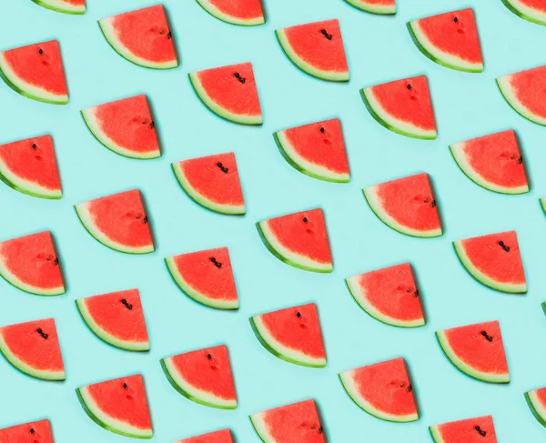 Wassermelone Auf Blauem Hintergrund Sommerkonzept — Stockfoto