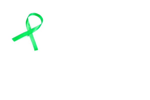 Zelených Orgánů Transplantace Povědomí Stuha Bílém Pozadí Ledviny Rakovina Zdravotní — Stock fotografie