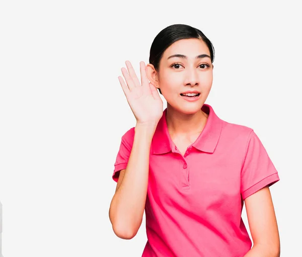 Sentimento Ritratto Giovane Intelligente Bella Donna Asiatica Indossava Rosa Shirt — Foto Stock