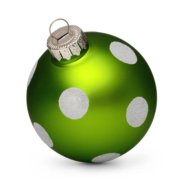 Green christmas ball with spots isolated on white background — Φωτογραφία Αρχείου