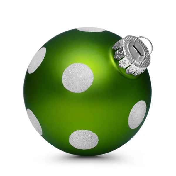 Bola de Natal verde com manchas isoladas no fundo branco — Fotografia de Stock