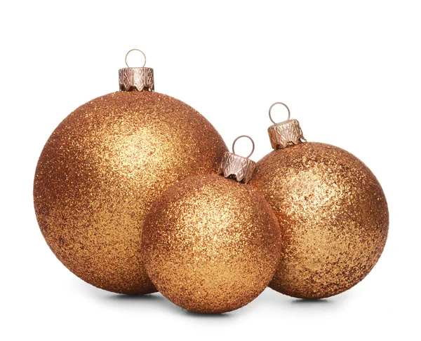 Group of gold christmas balls isolated on white background — Stockfoto