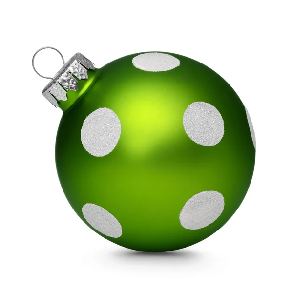 Bola de Natal verde com manchas isoladas no fundo branco — Fotografia de Stock
