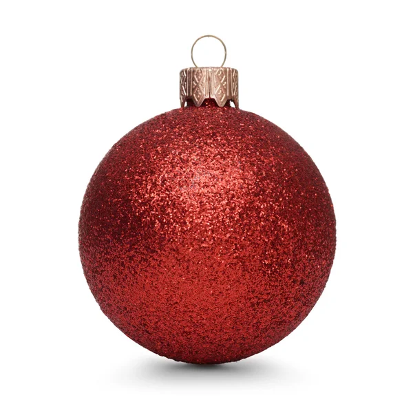 Röd jul boll isolerad på vit bakgrund — Stockfoto