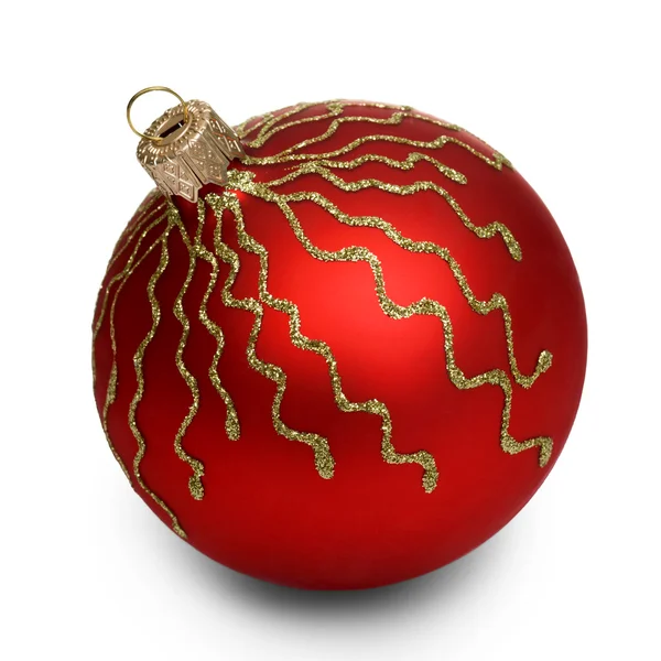 Bola roja de Navidad aislada sobre fondo blanco — Foto de Stock