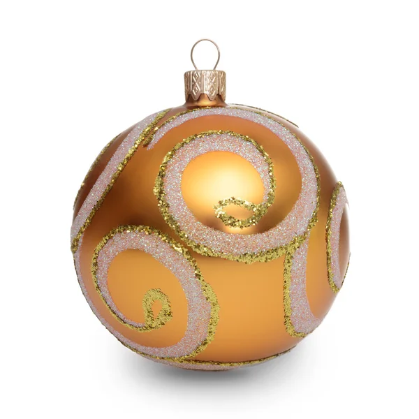 Gold christmas ball isolated on white background — Stock Photo, Image