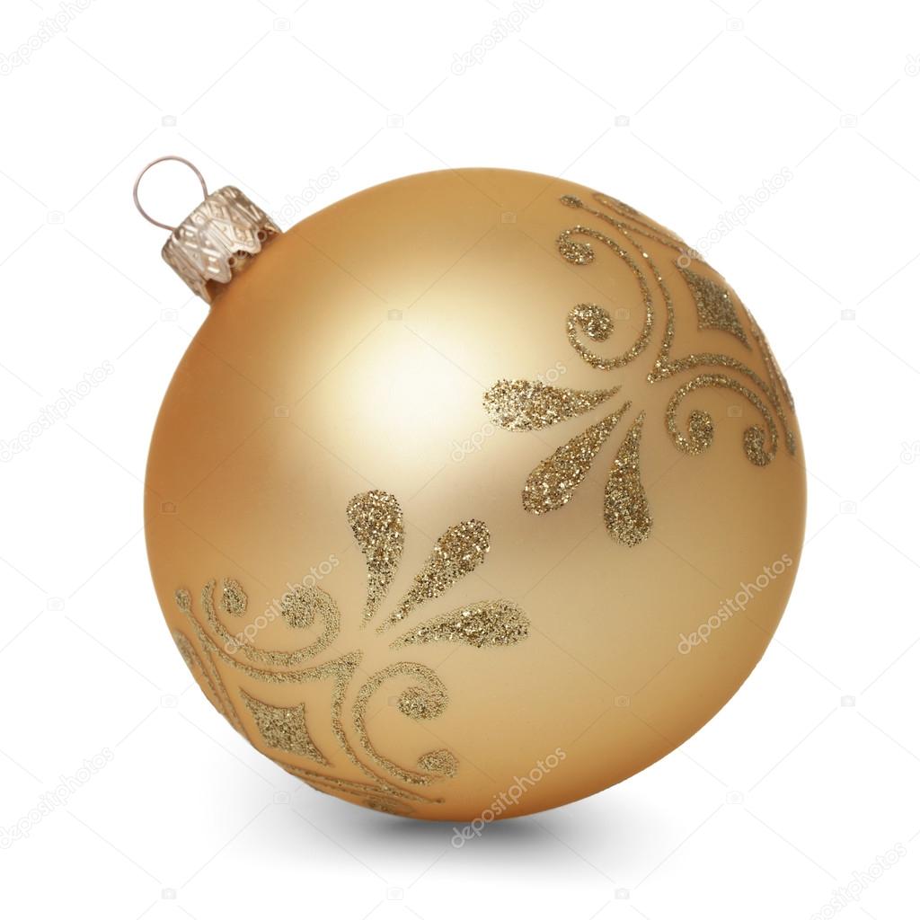 Gold christmas ball isolated on white background