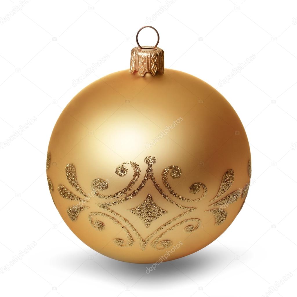 Gold christmas ball isolated on white background