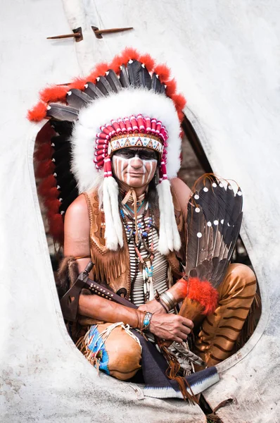 Amerikan Kızılderili şefi portresi — Stok fotoğraf