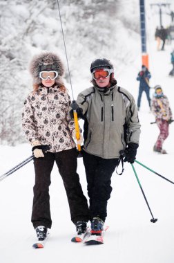 Bir kayakçı dağdan iner