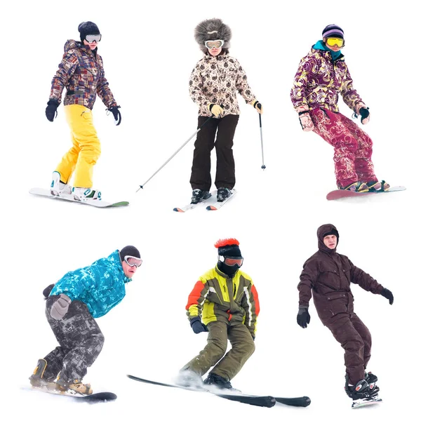 Sammlung eines jungen Snowboarders auf weißem Hintergrund — Stockfoto