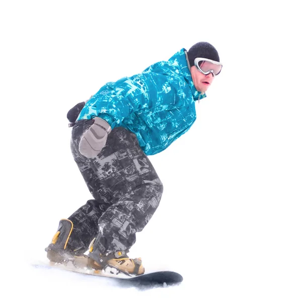 Teenager Snowboarder isoliert auf weißem Hintergrund — Stockfoto