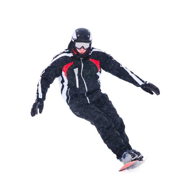 Teenager Snowboarder isoliert auf weißem Hintergrund — Stockfoto