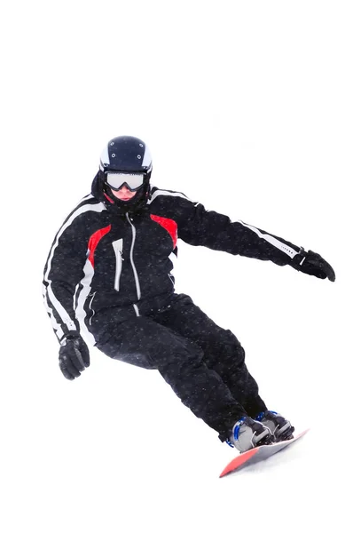 Adolescente snowboarder aislado sobre fondo blanco — Foto de Stock