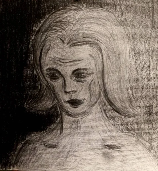 Θλιμμένη Γυναίκα Κοιτάζει Κάτω — Φωτογραφία Αρχείου