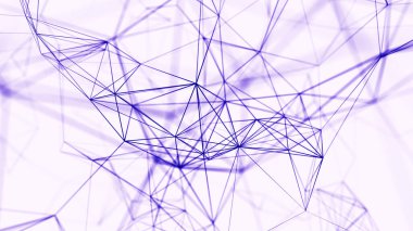 Bir sürü parlayan çizgi ve noktadan oluşan dijital pleksus. Soyut fütüristik geçmiş. 3B görüntüleme