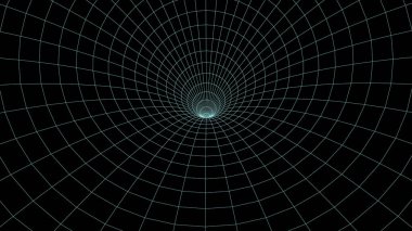 Kablo çerçeve soyut tünel. Üç boyutlu solucan deliği ve ağ yapısı. Vektör