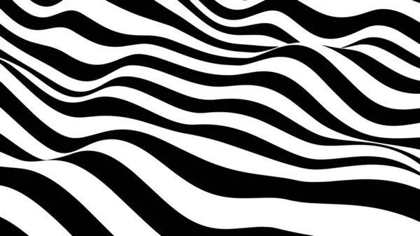 Onda Abstracta Líneas Curvas Blancas Negras Alucinaciones Ilusión Óptica Ilustración — Archivo Imágenes Vectoriales